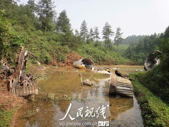搭載第四顆北斗導航衛星的“長征三號丙”一級火箭殘骸